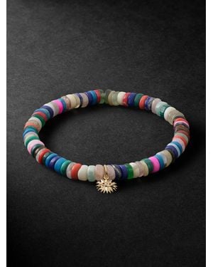 Sydney Evan Evil Eye 14-karat Gold Multi-stone Beaded Bracelet - Black