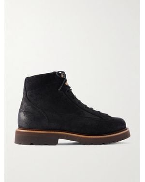 Brunello Cucinelli Waxed-Suede Hiking Boots - Black