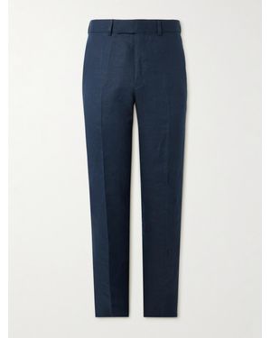 Kingsman Straight-Leg Linen Suit Trousers - Blue