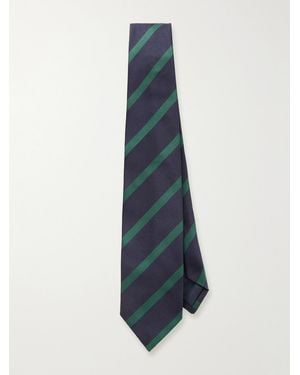 Drake's 7Cm Striped Silk Tie - Blue
