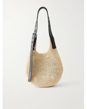 Loewe Paula's Ibiza Leather-Trimmed Woven Raffia Tote Bag - Natural