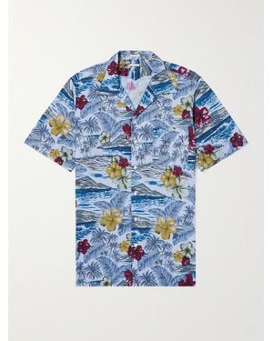 Massimo Alba Venice Camp-Collar Printed Cotton Shirt - Blue