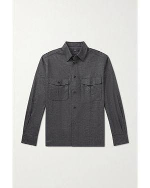 dunhill Hemdjacke aus einer Woll-Kaschmirmischung mit Glencheck-Muster - Grau