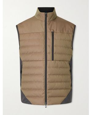 Sease Intrepid Daunenweste aus gesteppter Schurwolle mit Fischgratmuster und Shellbesatz - Natur