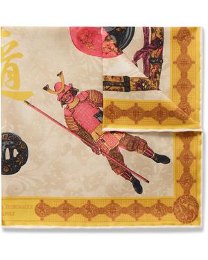 Rubinacci Samurai Printed Silk-Twill Pocket Square - Metallic