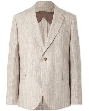 MR P. Striped Linen Suit Jacket - Natural