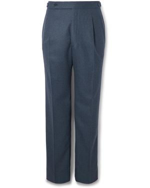STÒFFA Straight-Leg Pleated Wool-Flannel Pants - Blue