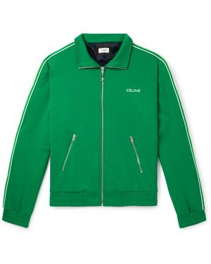 Celine Logo-Embroidered Striped Tech-Jersey Track Jacket - Green