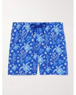 Vilebrequin Moonrise Straight-Leg Mid-Length Printed Swim Shorts - Blue