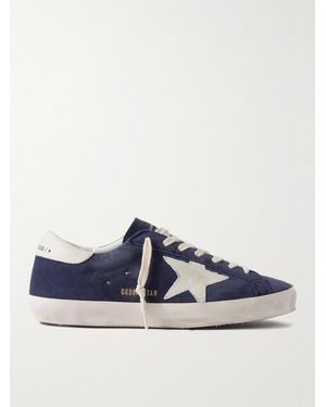 Golden Goose Super-star Distressed Leather-trimmed Suede Trainers - Blue