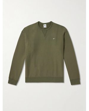 Nike Solo Swoosh Oversized Logo-Embroidered Cotton-Blend Jersey Sweatshirt - Green