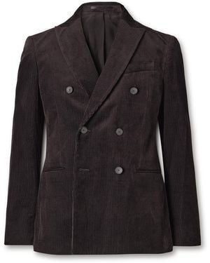 MR P. Slim-Fit Double-Breasted Cotton And Cashmere-Blend Corduroy Tuxedo Jacket - Black