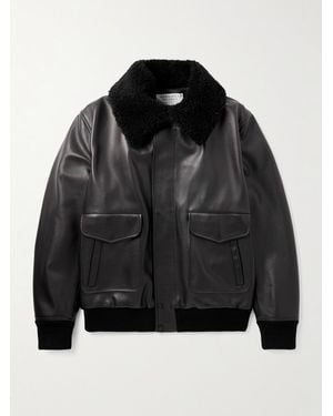 Gabriela Hearst Grant Shearling-trimmed Leather Aviator Jacket - Black