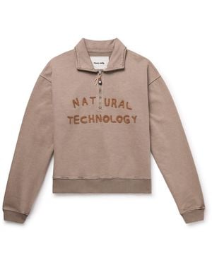 STORY mfg. Geo Appliquéd Organic Cotton-Jersey Half-Zip Sweatshirt - Natural