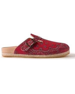 Yuketen Sal-1 Bandana-Print Suede Clogs - Red