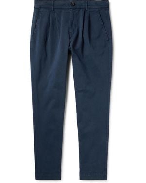 MR P. Tapered Pleated Garment-Dyed Cotton-Blend Twill Pants - Blue
