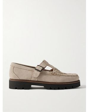 G.H. Bass & Co. Corridor Fisherman Woven Suede Loafers - Natural