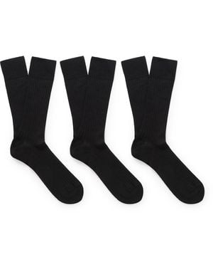 NN07 Three-Pack Ribbed Cotton-Blend Socks - Black