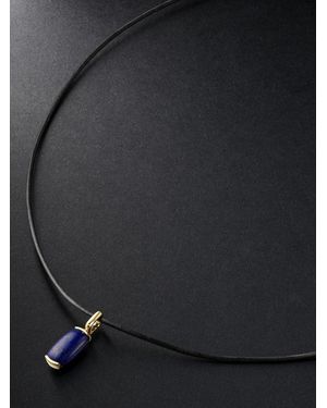 Fernando Jorge Oblong 18-Karat, Leather And Lapis Lazuli Pendant Necklace - Nero
