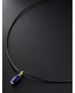 Fernando Jorge Oblong Anhängerkette aus 18 Karat Gold und Leder mit Lapislazuli - Schwarz