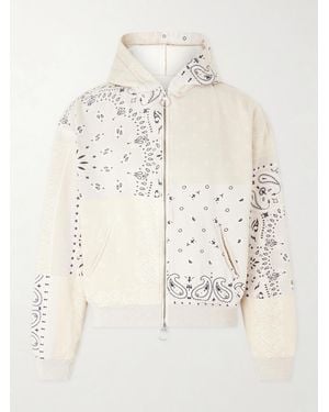 Kapital Panelled Bandana-print Cotton-jersey And Quilted Shell Hoodie - Natural