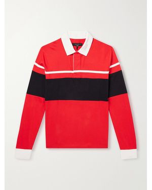 Rag & Bone Striped Cotton-Jersey Polo Shirt - Red
