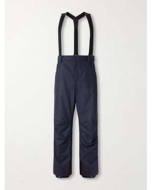 Moncler Straight-Leg Padded Webbing-Trimmed Virgin Wool-Denim Ski Salopettes - Blue