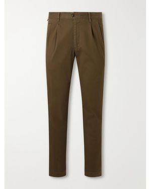 Slowear Incotex Tapered Pleated Stretch-Cotton Twill Pants - Natural
