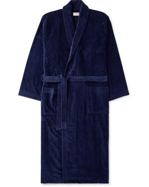 Derek Rose Belted Cotton-Terry Robe - Blue