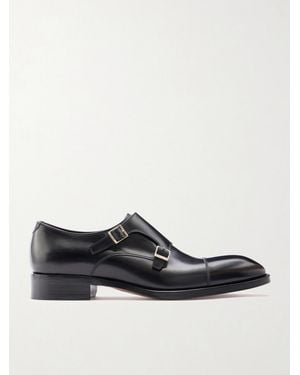 Tom Ford Elkan Leather Monk-Strap Shoes - Black