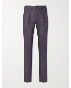 Rubinacci Straight-leg Linen Trousers - Blue
