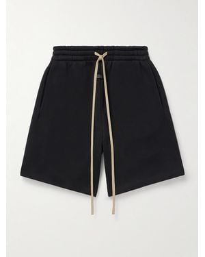 Fear Of God Wide-Leg Logo-Appliquéd Cotton-Blend Jersey Drawstring Shorts - Black