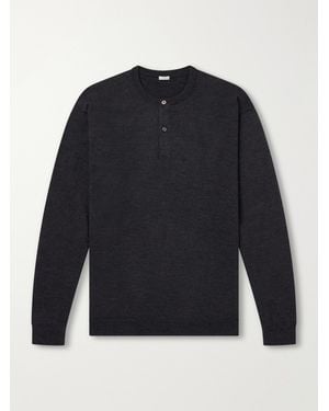 A.PRESSE Wool Henley Jumper - Blue