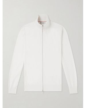 Brunello Cucinelli Cashmere Zip-Up Jumper - White