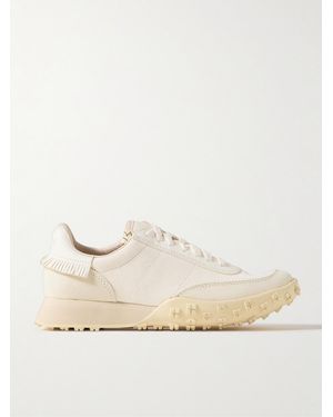 Visvim Hospoa Fringed Leather-Trimmed Suede Trainers - Natural