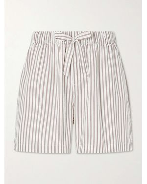 Tekla Straight-Leg Striped Organic Cotton-Poplin Shorts - Natural