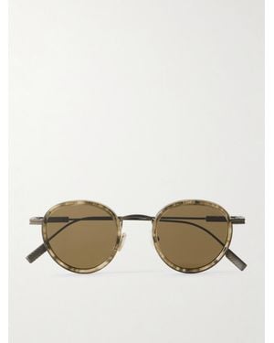 ZEGNA Round-frame Titanium And Acetate Sunglasses - Natural