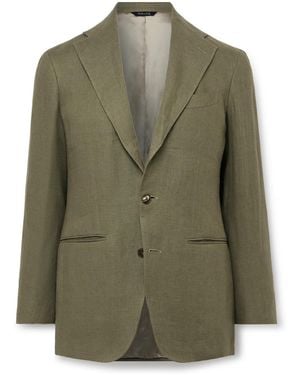 Saman Amel Unstructured Linen Suit Jacket - Green