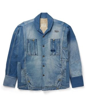 Greg Lauren Patchwork Denim Overshirt - Blue