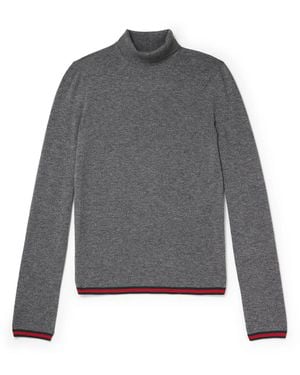 Gucci Slim-Fit Striped Cashmere Rollneck Sweater - Gray