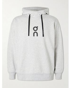On Shoes Club Logo-print Organic Cott-blend Jersey Hoodie - White