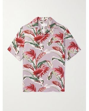 Maison Margiela Camp-Collar Printed Linen And Cotton-Blend Shirt - Pink