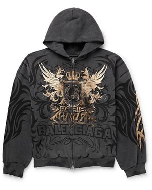 Balenciaga Distressed Logo-Embroidered Printed Cotton-Jersey