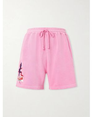 CHERRY LA Logo-Embroidered Cotton Shorts - Pink