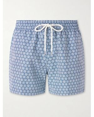Frescobol Carioca Rio Straight-leg Mid-length Printed Recycled Swim Shorts - Blue