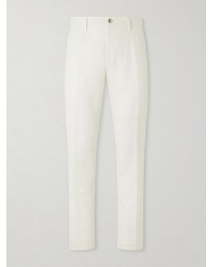 Canali Straight-leg Wool And Linen-blend Twill Suit Trousers - White