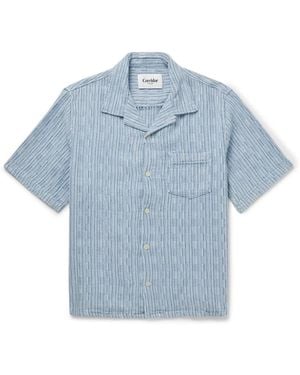 Corridor NYC Camp-Collar Textured-Cotton Shirt - Blue