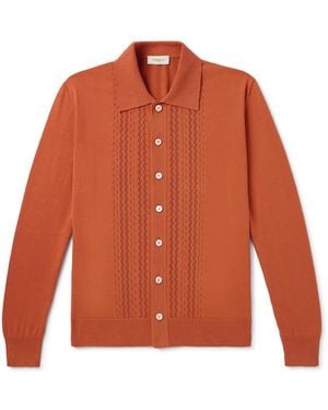 Piacenza 1733 Pointelle-Knit Cotton Shirt - Orange