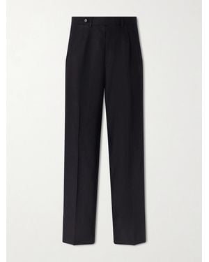 STÒFFA Wide-Leg Pleated Linen Trousers - Blue