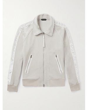 Tom Ford Satin-Trimmed Velvet Track Jacket - White